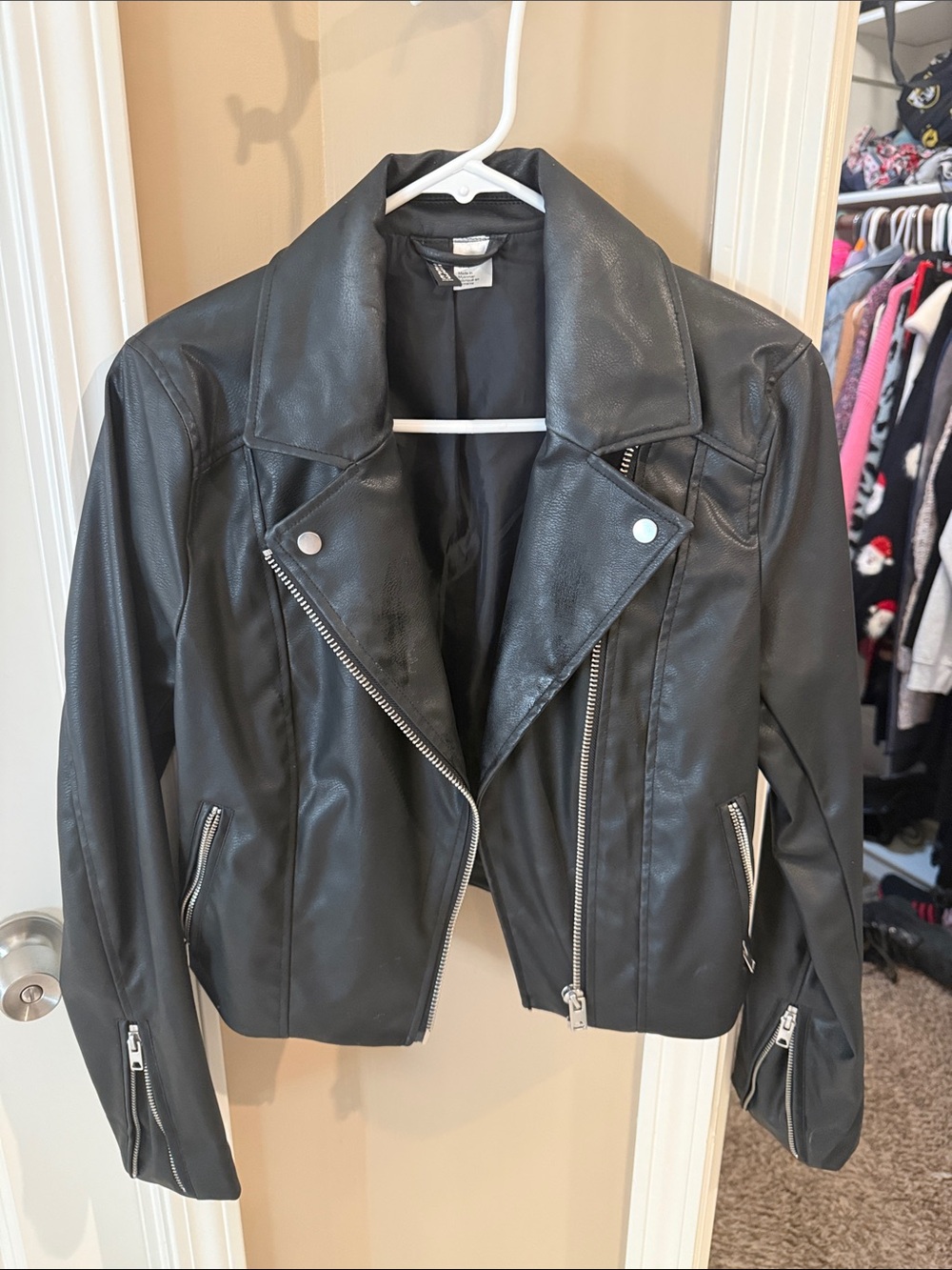 H&M Faux Leather Black Moto Jacket